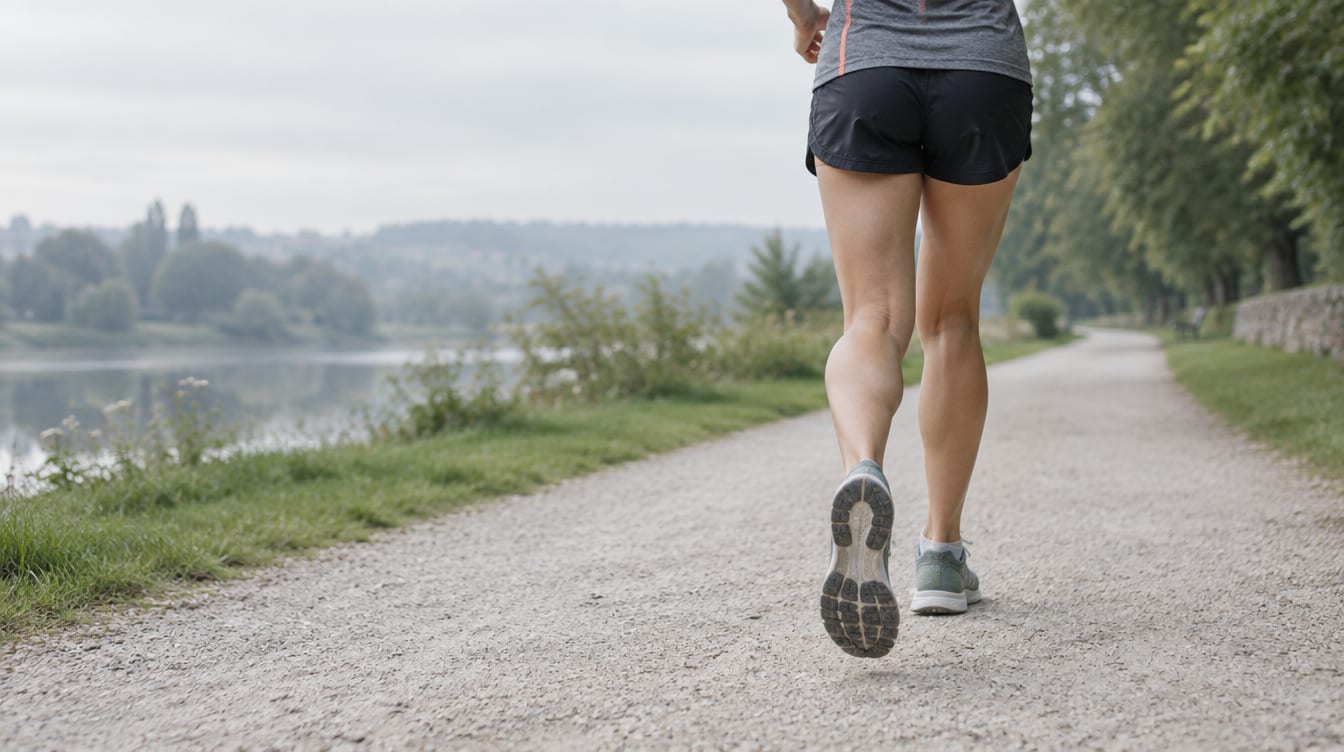 Coureuse vue de dos sur un chemin, pendant une sortie de running