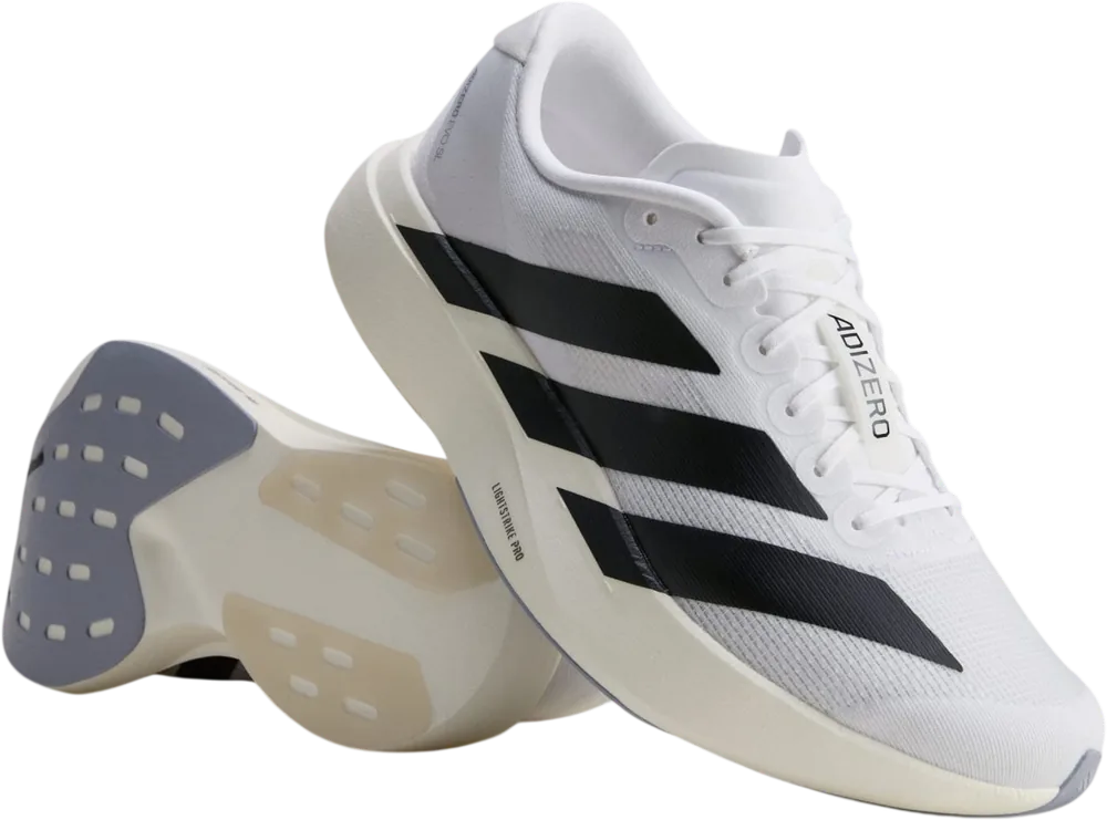 adidas Adizero EVO SL Cloud White / Core Black homme, paire blanche et noire