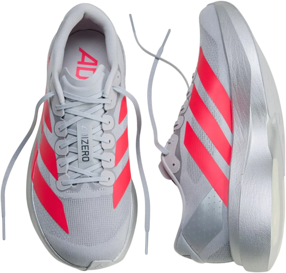 adidas Adizero EVO SL Silver Metallic / Lucid Red / Iron Metallic homme, vue de dessus