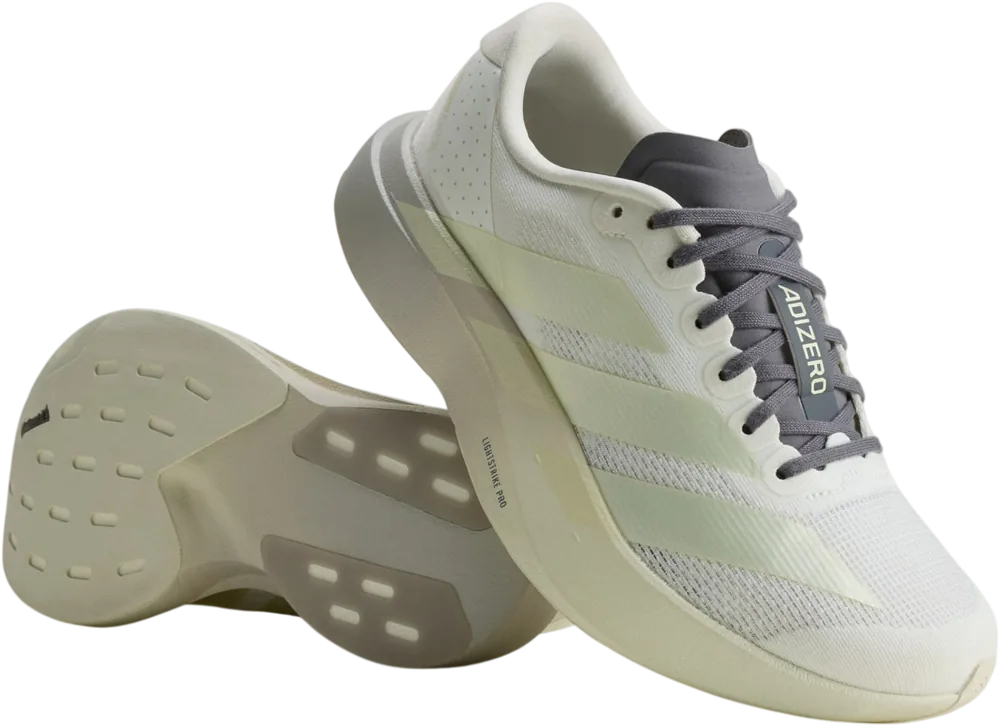adidas Adizero EVO SL Off White / Ice Gold Met. / Granite femme, vue trois quarts