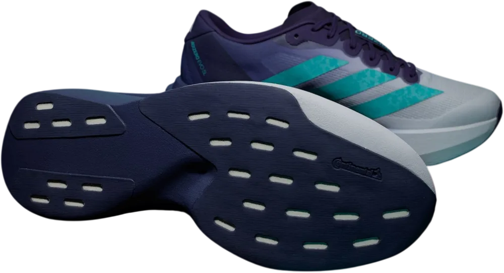 adidas Adizero EVO SL Mercedes-AMG Petronas Blue Tint / Semi Mint Rush / Dark Purple homme, semelle extérieure
