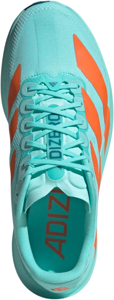 adidas Adizero EVO SL Flash Aqua / Impact Orange / Arctic Fusion homme, vue de dessus