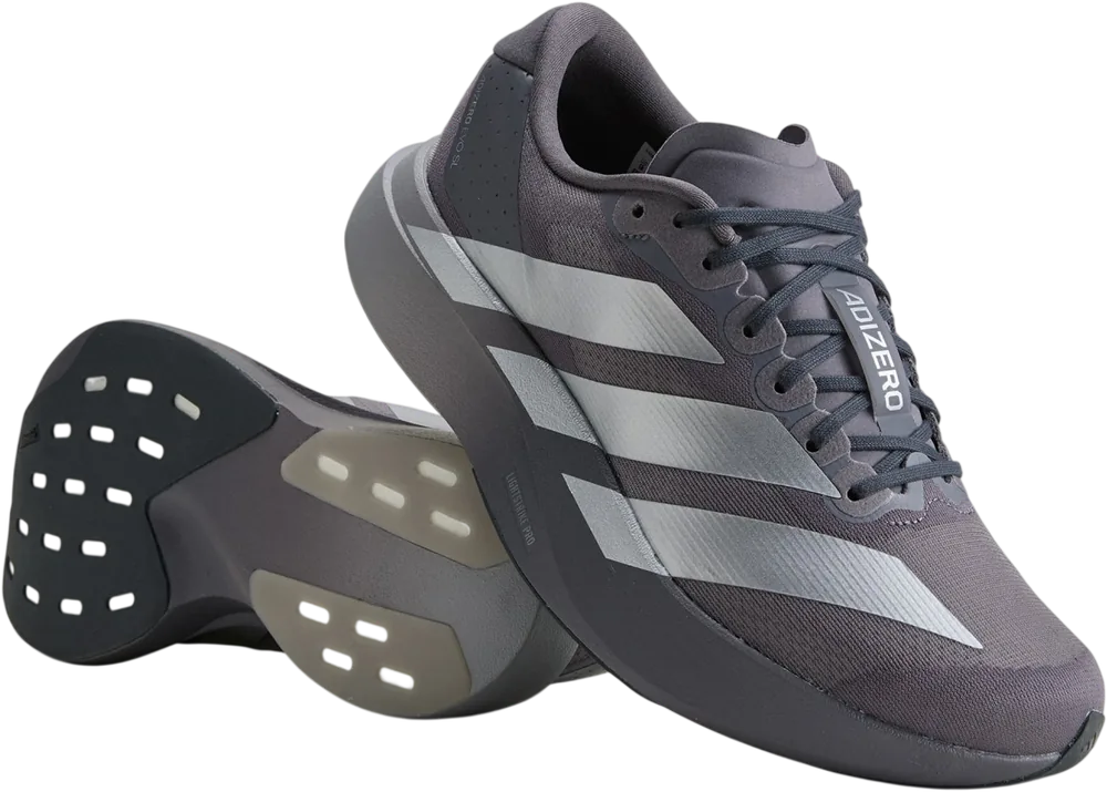adidas Adizero EVO SL Grey Strata / Silver Metallic / Light Granite homme, vue trois quarts