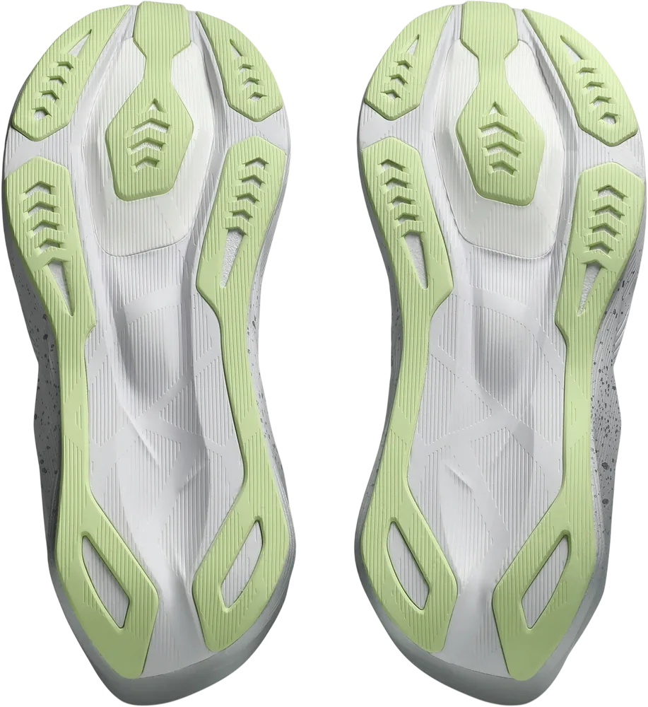 ASICS Novablast 6 Platinum Platinum / Glow Green homme, semelle extérieure