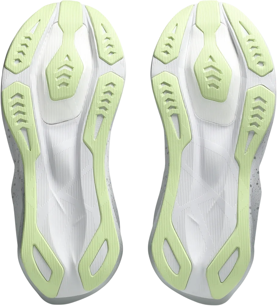 ASICS Novablast 6 Platinum Platinum / Glow Green femme, semelle extérieure
