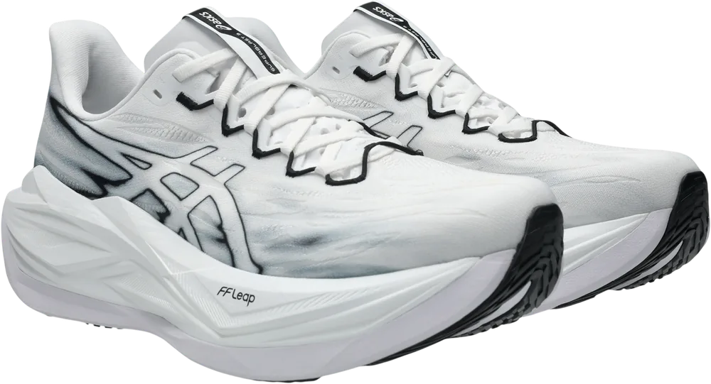 ASICS Superblast 3 White / Black unisexe, vue trois quarts