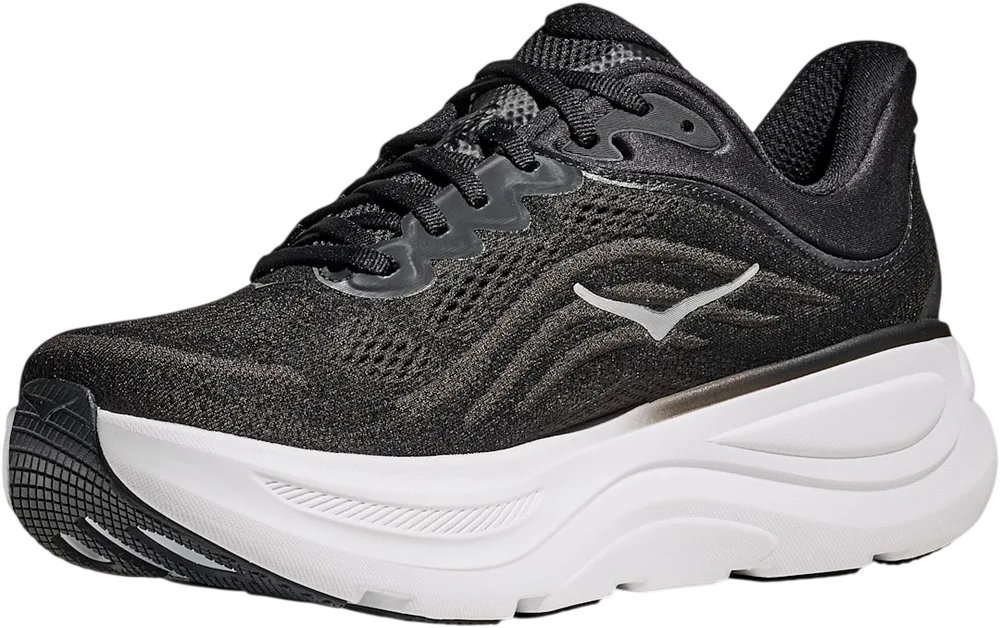 HOKA Bondi 9 Black/Vermillion, vue trois quarts