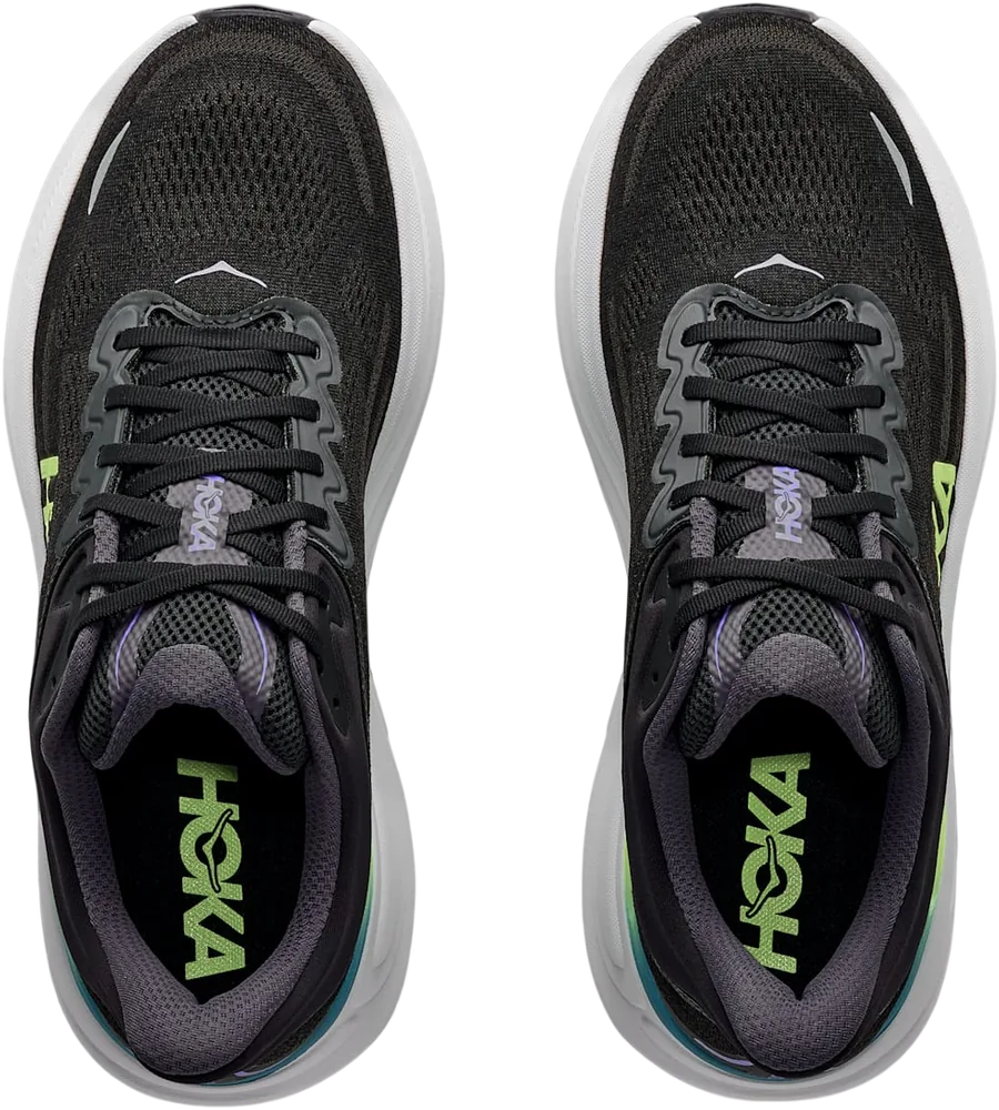 HOKA Bondi 9 Black/Neon Yuzu, vue de dessus