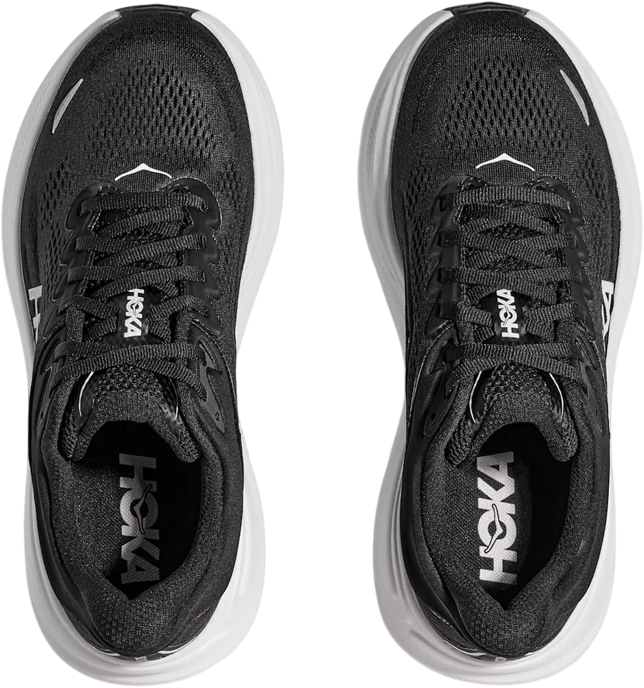 HOKA Bondi 9 Black/White, vue de dessus