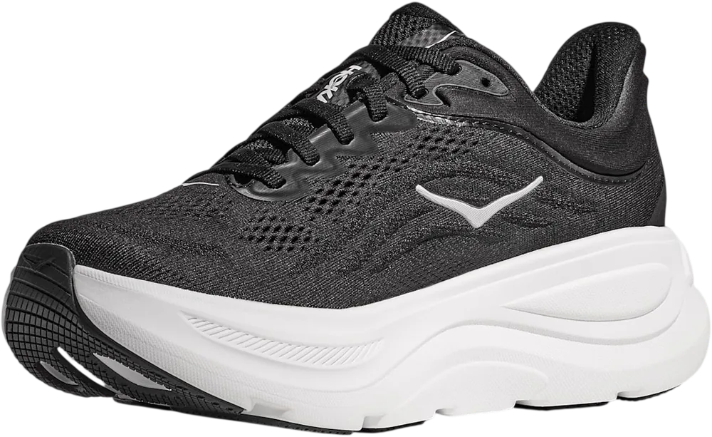 HOKA Bondi 9 Black/White, vue trois quarts