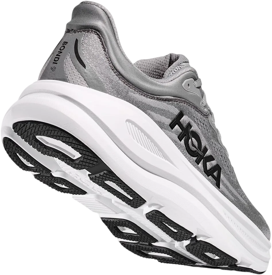 HOKA Bondi 9 Galactic Grey/Stellar Grey, vue trois quarts
