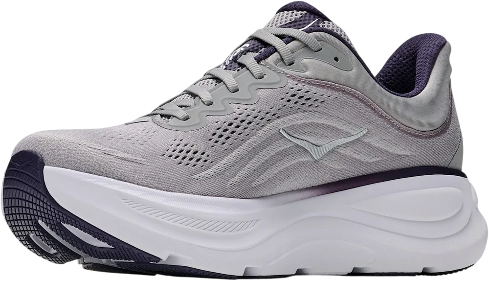 HOKA Bondi 9 Stellar Grey/Squid Ink, vue trois quarts