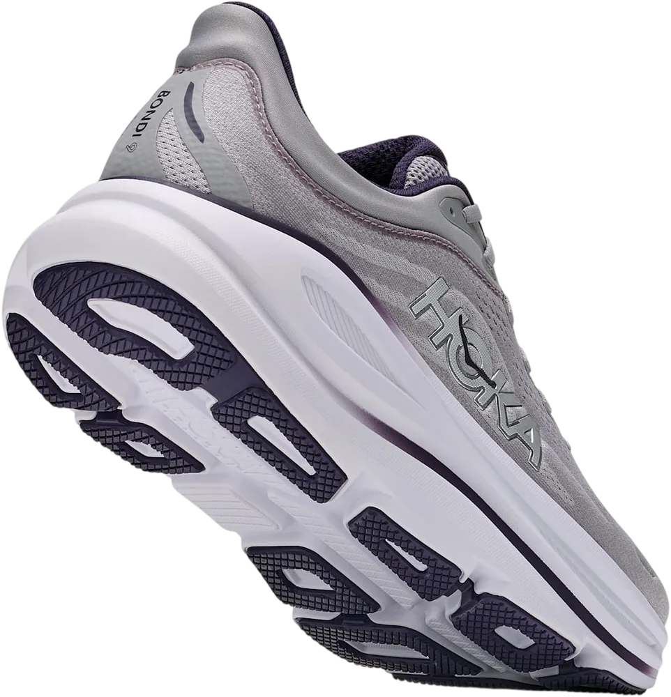 HOKA Bondi 9 Stellar Grey/Squid Ink, vue trois quarts