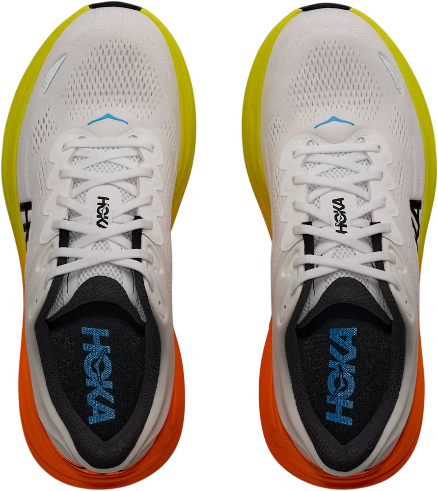 HOKA Bondi 9 White/Neon Tangerine, vue de dessus