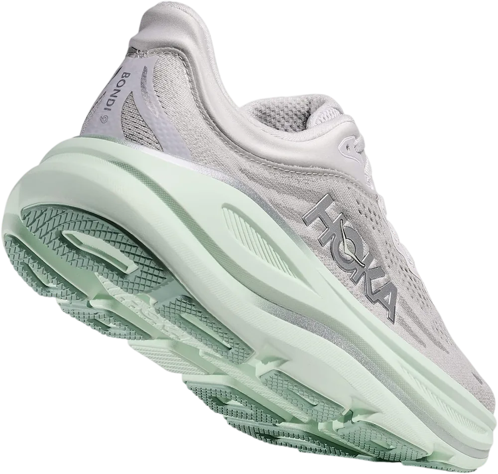 HOKA Bondi 9 Cosmic Grey/Sea Glass, vue trois quarts