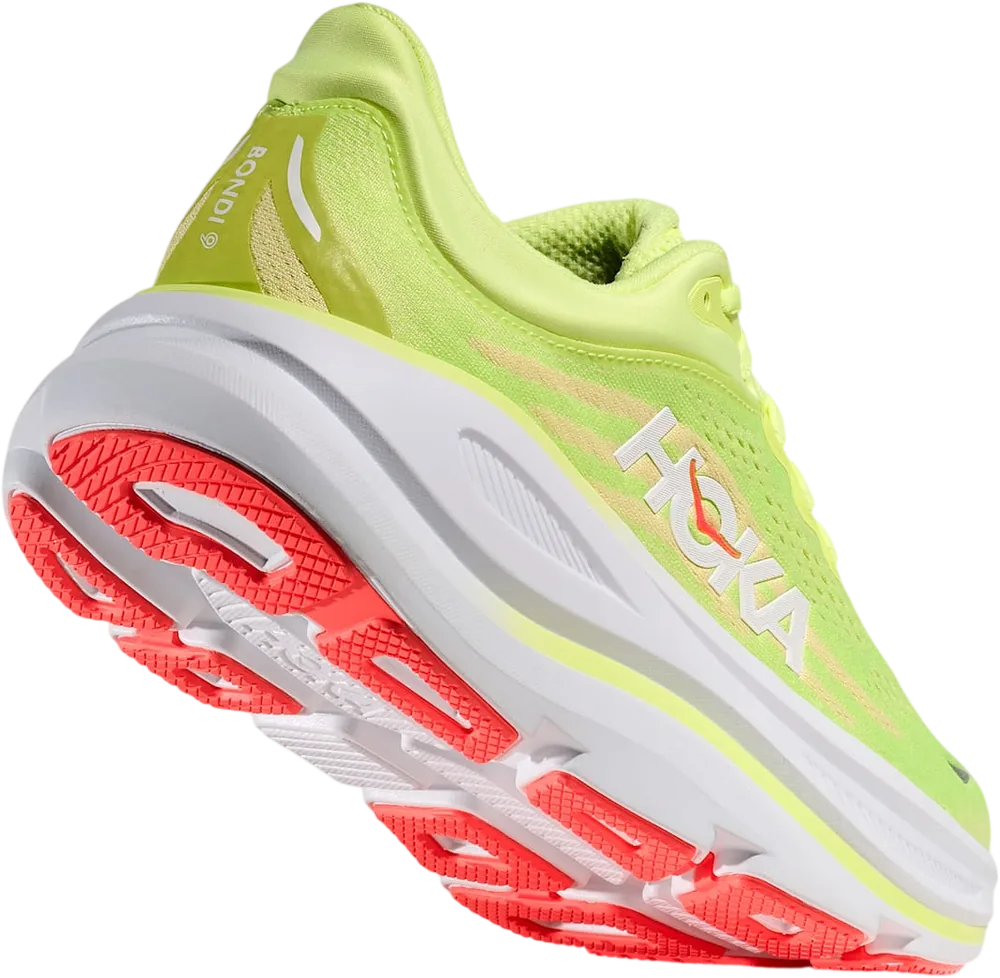 HOKA Bondi 9 Neon Yuzu/Sunlight, vue trois quarts