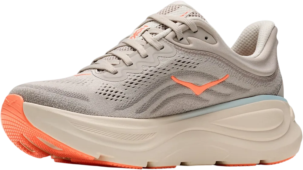 HOKA Bondi 9 River Rock Grey/Mineral Ore, vue trois quarts