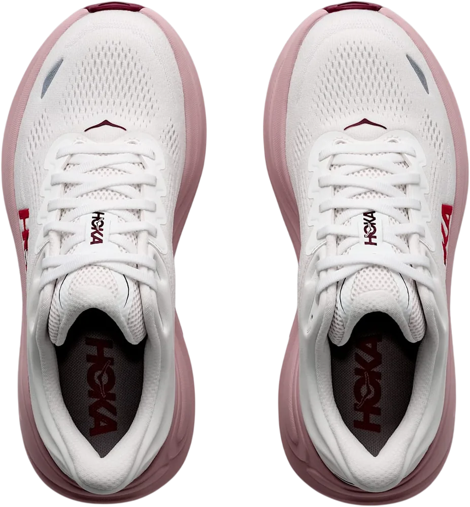 HOKA Bondi 9 White/Pink Opal, vue de dessus