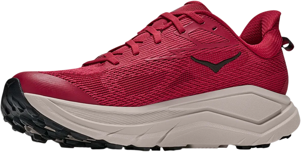 HOKA Challenger 8 Red Agate/River Rock Grey, vue trois quarts