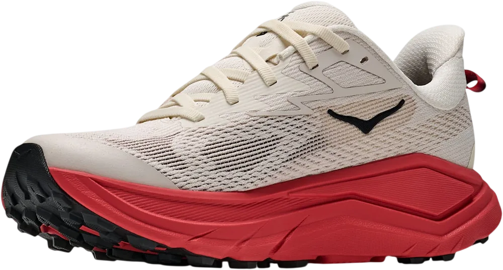 HOKA Challenger 8 Alabaster/Burnt Red, vue trois quarts