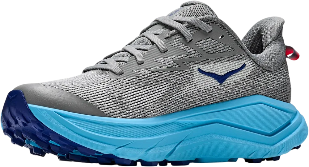 HOKA Challenger 8 Galactic Grey/Soaring Blue, vue trois quarts