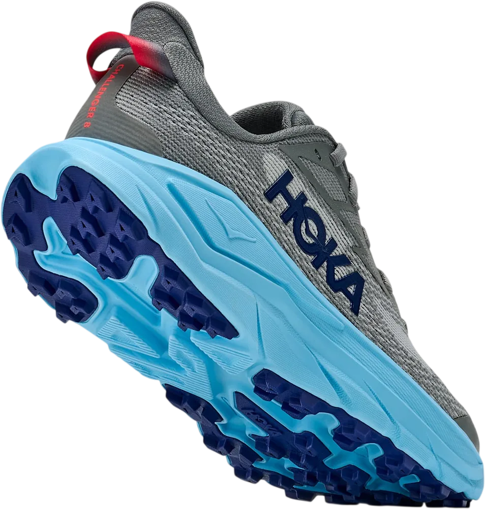 HOKA Challenger 8 Galactic Grey/Soaring Blue, vue trois quarts