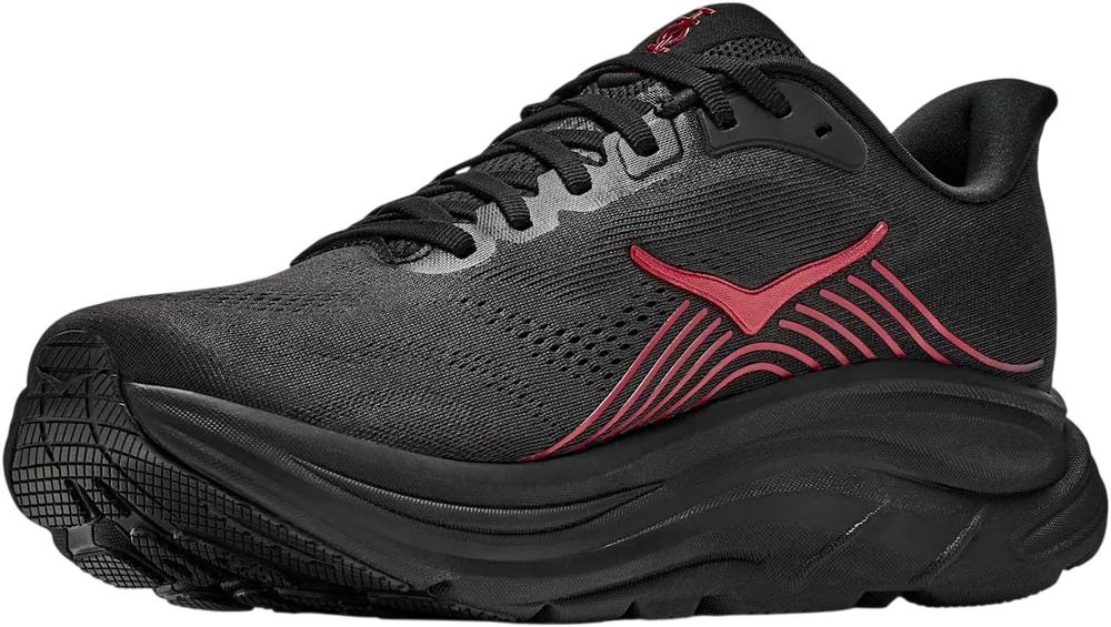 HOKA Clifton 11 Black/Pepper, vue trois quarts