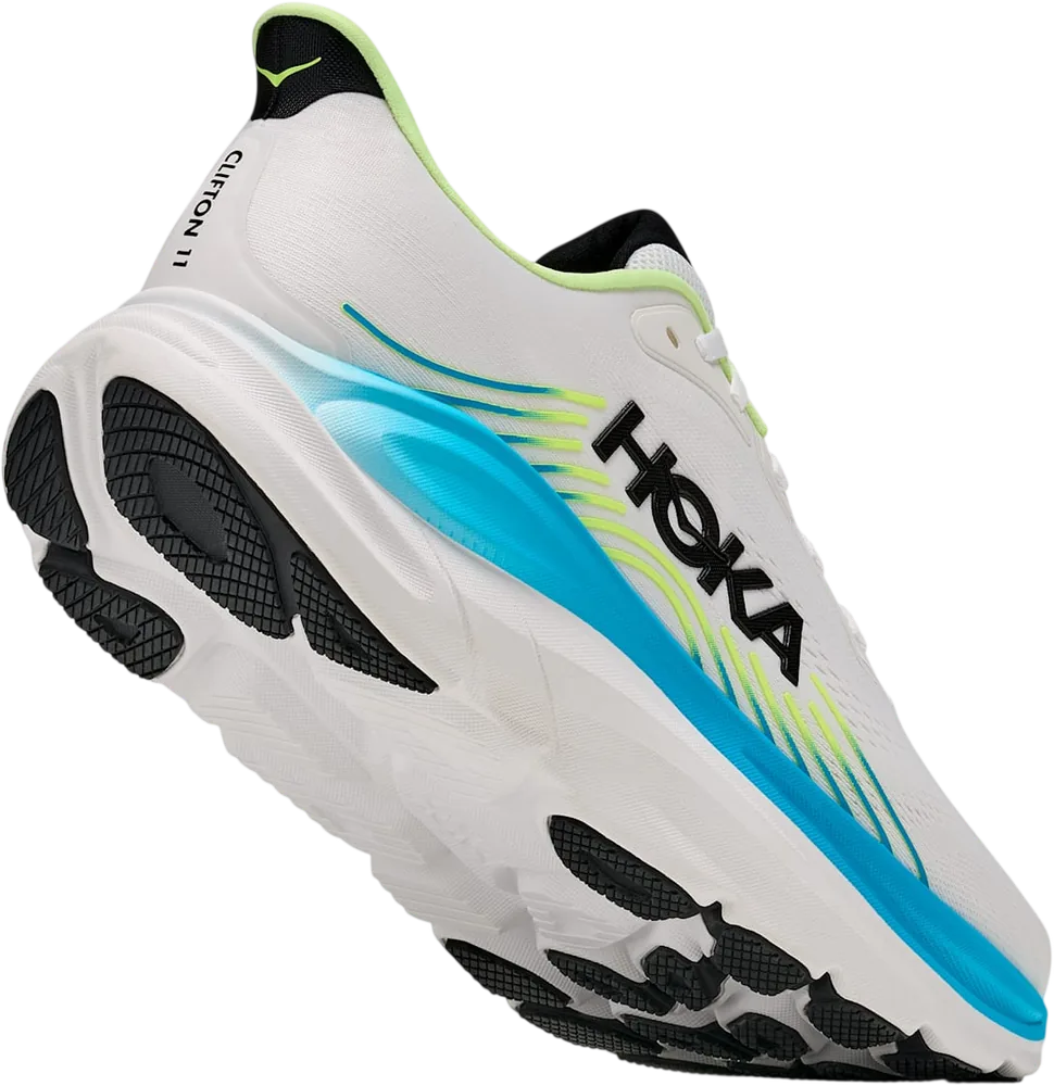 HOKA Clifton 11 Frost/Black, vue trois quarts
