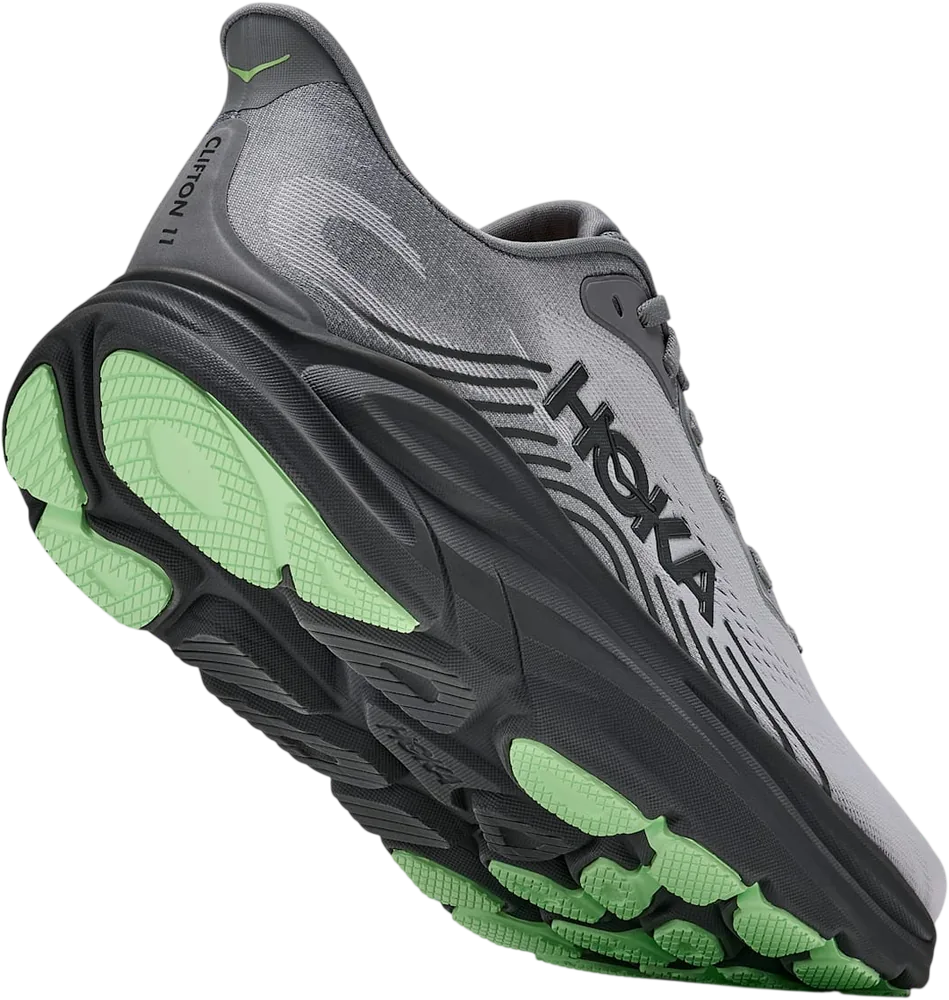 HOKA Clifton 11 Galactic Grey/Stardust, vue trois quarts