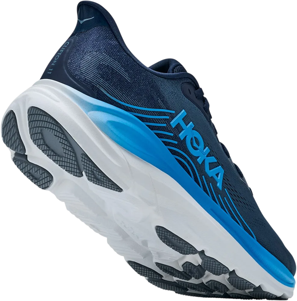 HOKA Clifton 11 Varsity Navy/Faded Navy, vue trois quarts