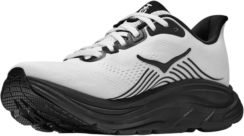 HOKA Clifton 11 White/Black, vue trois quarts