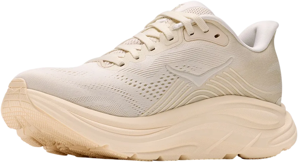 HOKA Clifton 11 Alabaster/Oat Milk, vue trois quarts