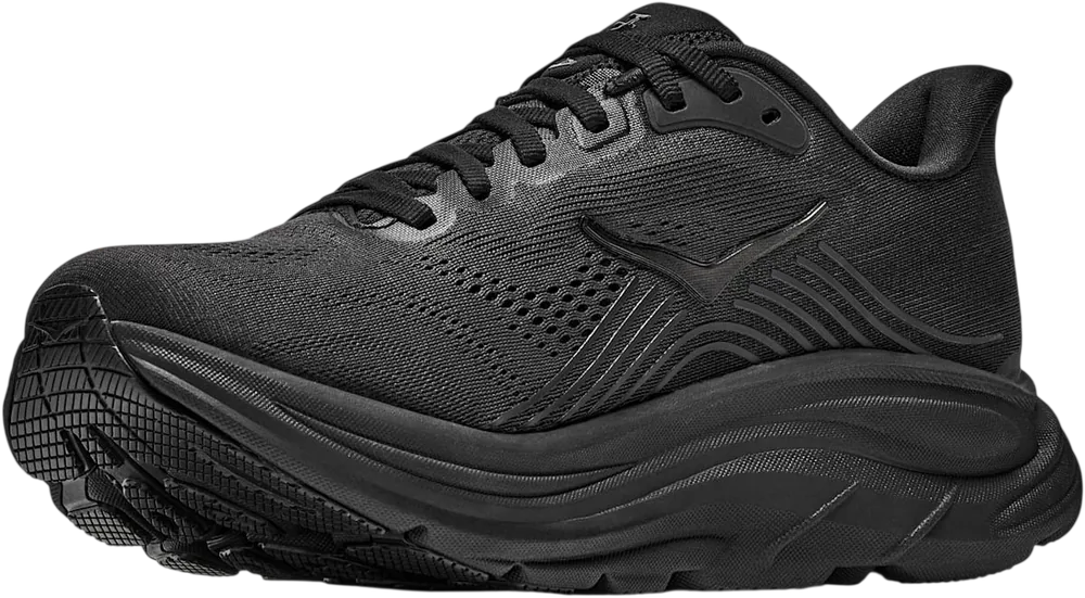 HOKA Clifton 11 Black, vue trois quarts