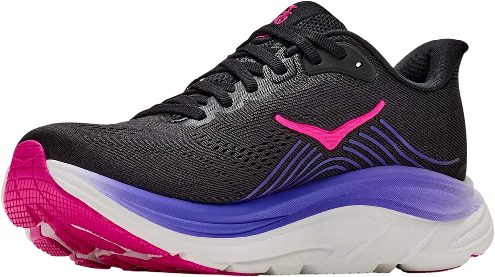 HOKA Clifton 11 Black/Neon Nebula, vue trois quarts