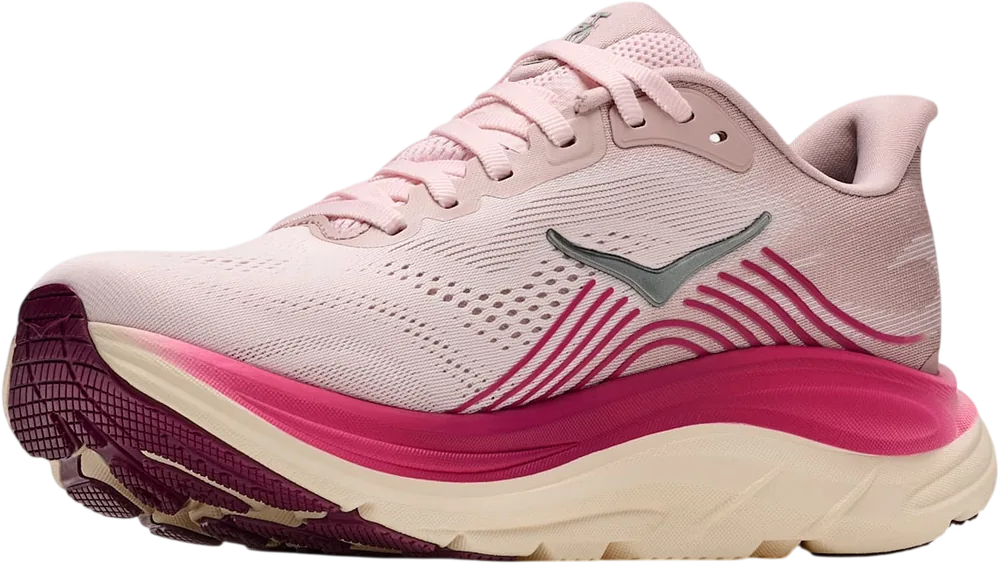 HOKA Clifton 11 Pink Opal/Alabaster, vue trois quarts