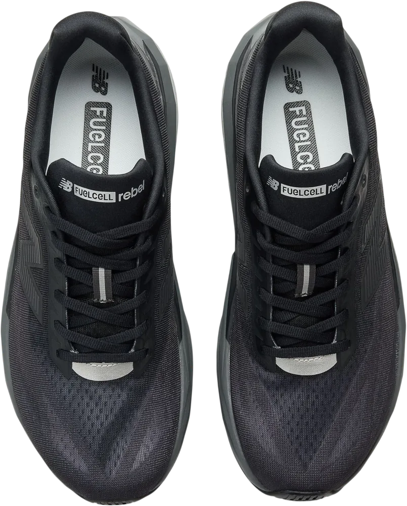 New Balance FuelCell Rebel v5 Black / Castlerock / Silver Metallic homme, vue de dessus