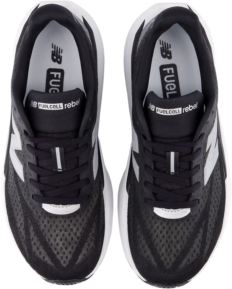 New Balance FuelCell Rebel v5 Black / White / Silver Metallic femme, vue de dessus