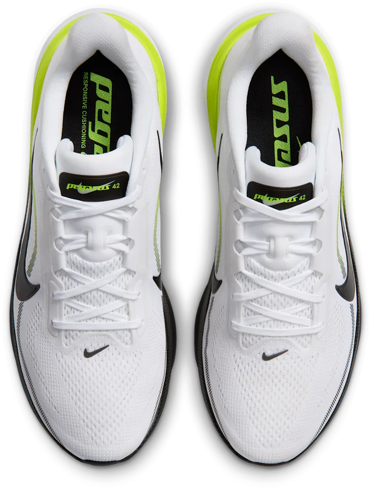 Nike Pegasus 42 Blanc / Lemon Venom, vue de dessus