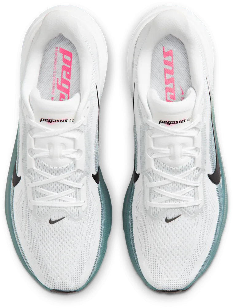 Nike Pegasus 42 Blanc / Mineral Slate, vue de dessus