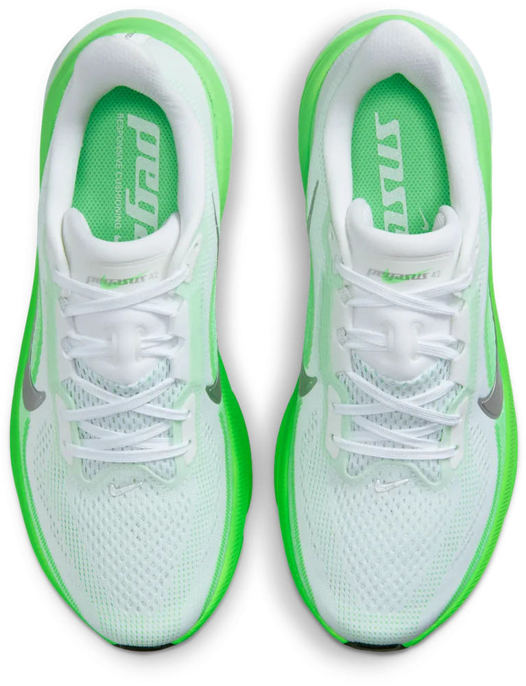 Nike Pegasus 42 Blanc / Green Strike, vue de dessus