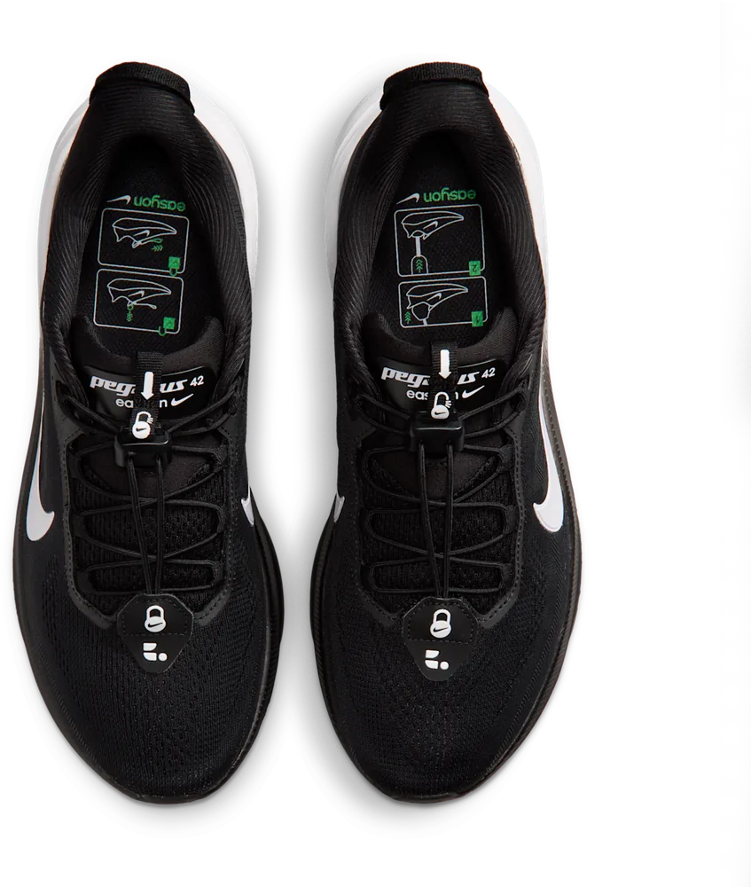 Nike Pegasus 42 EasyOn Noir / Dark Smoke Grey, vue de dessus