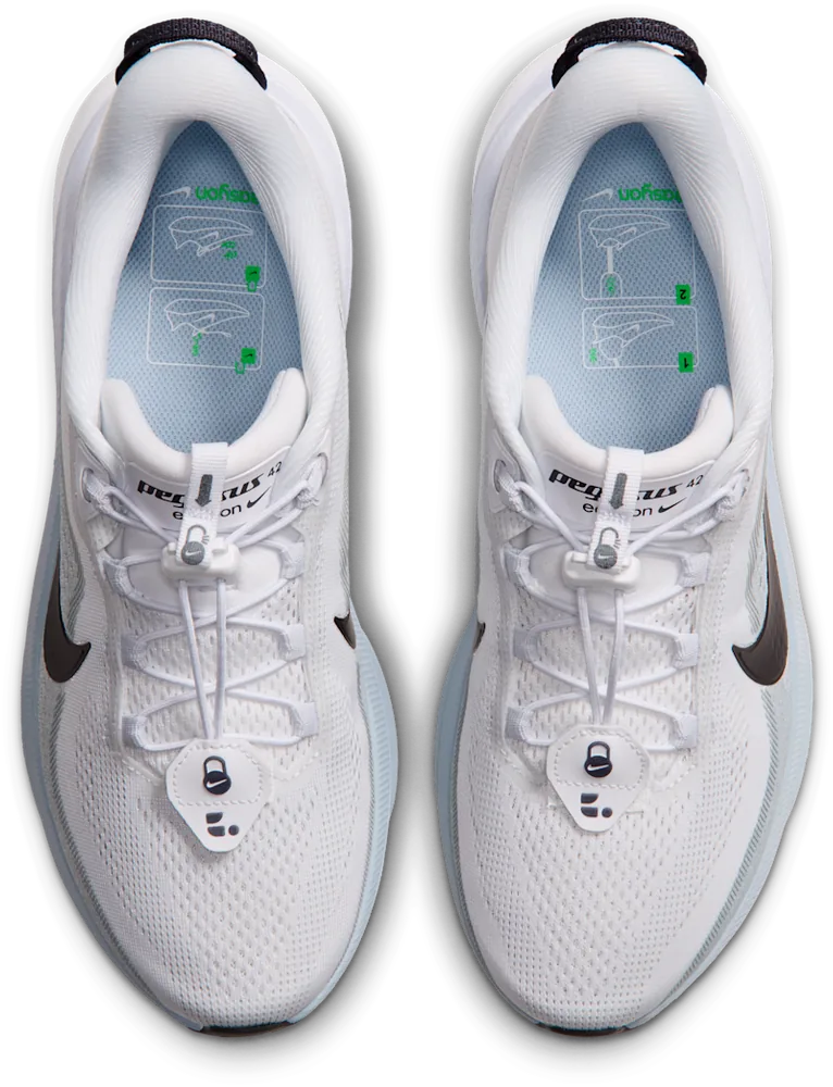 Nike Pegasus 42 EasyOn Blanc / Football Grey, vue de dessus