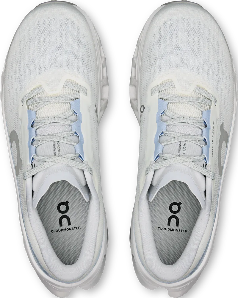 On Cloudmonster 3 White / Frost, vue de dessus