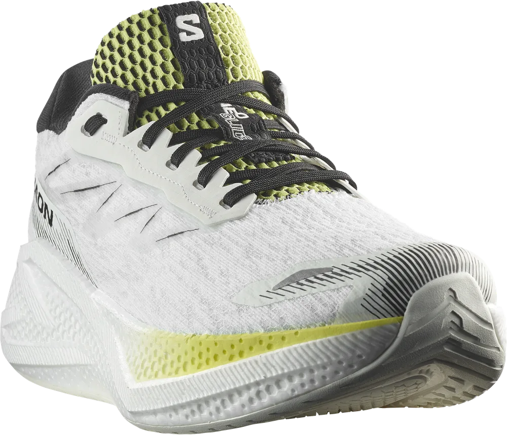 Salomon Aero Glide 4 White / Sunny Lime / Black, vue trois quarts