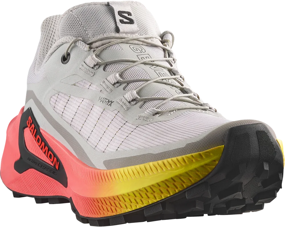 Salomon Genesis 2 Gray Violet / Safety Yellow / Neon Flame, vue trois quarts