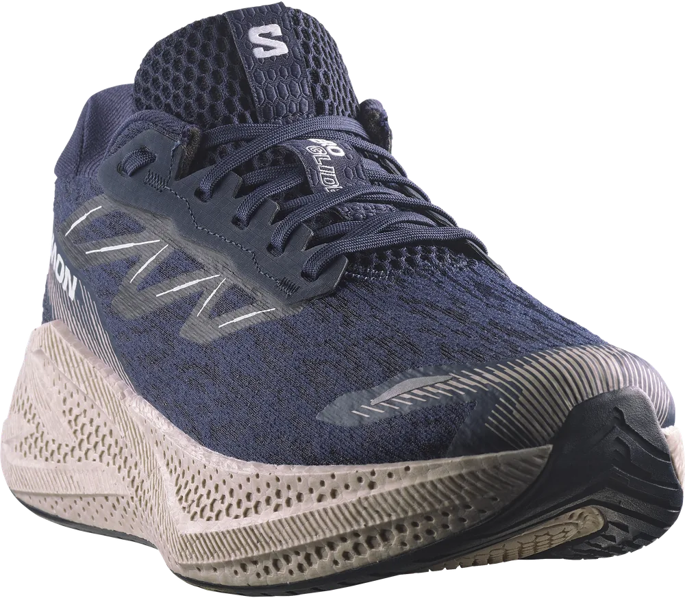 Salomon Aero Glide 4 Maritime Blue / Silver Cloud / White, vue trois quarts